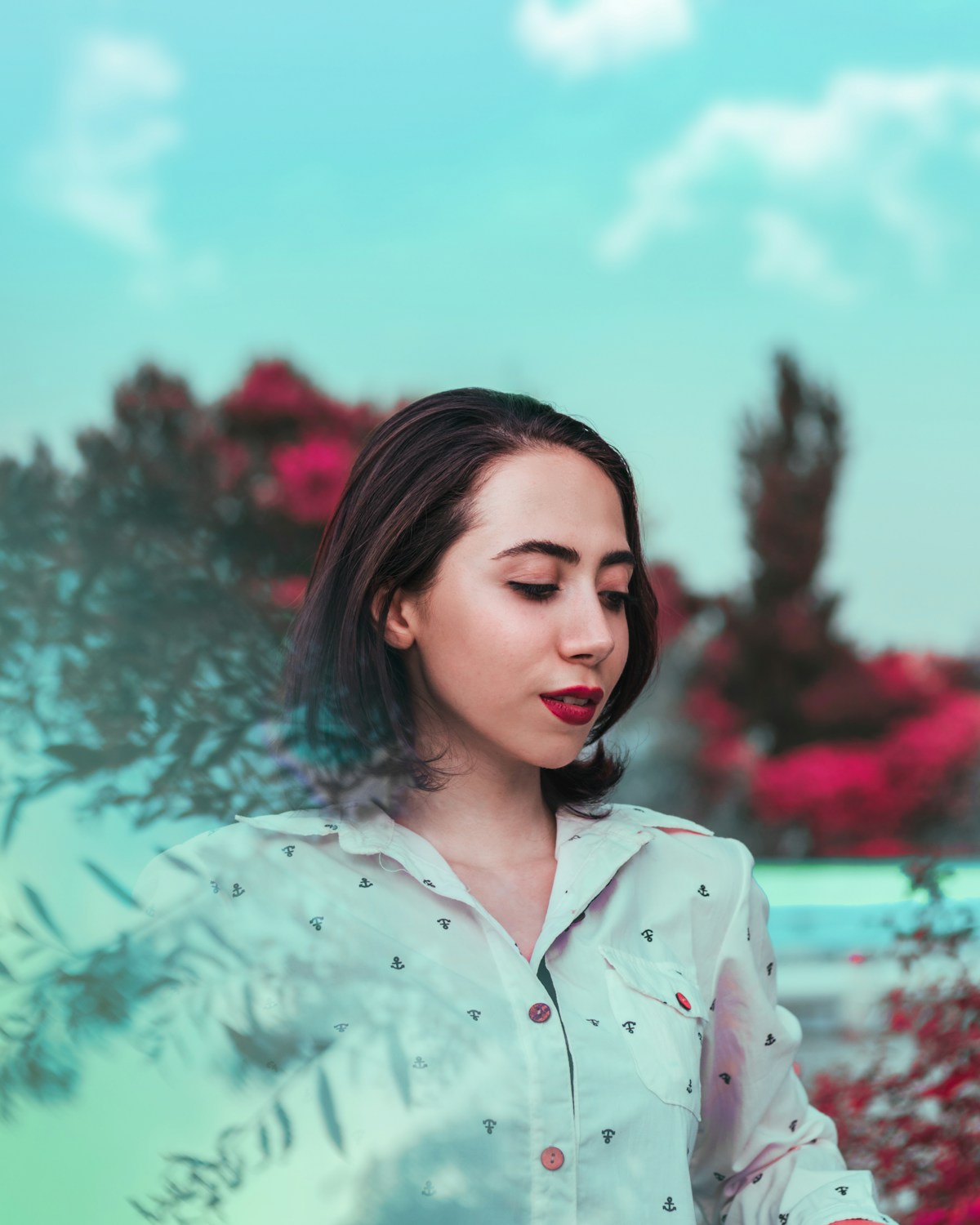 Cinematic urban nightlife portrait with neon reflections and vibrant city energy